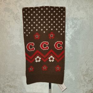 Coach Brown and Red Knit Scarf